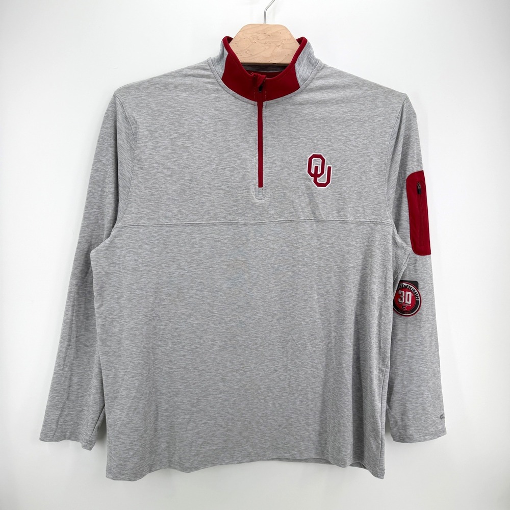 Colosseum Oklahoma Sooners 1/4 Zip XXL Performance Gray Crimson Gameday Sporty